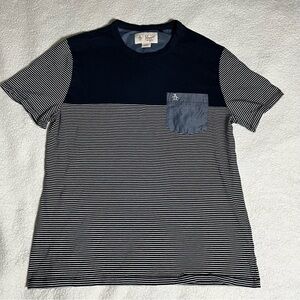 Original Penguin Blue and White Short Sleeve, sailor style, T-Shirt Size Large